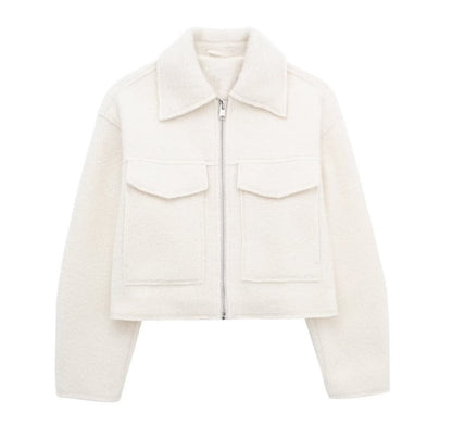 Women Boucle Jacket – Elegant Textured Open-Front Outerwear