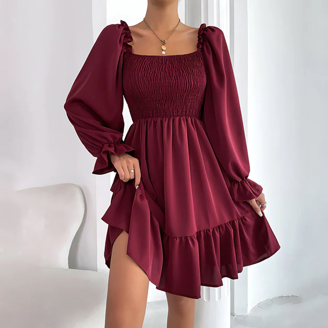 Women's  - Ruffled Midi Dress - Chic - Timeless Style - Formal Occasions