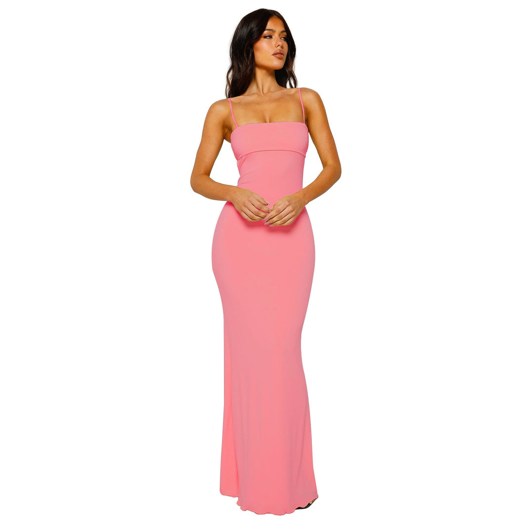 Women's Backless Bodycon Maxi Dress Polyester for Summer Cocktail Events