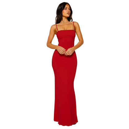 Women's Backless Bodycon Maxi Dress Polyester for Summer Cocktail Events