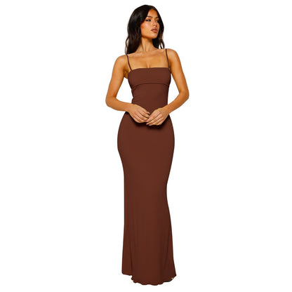 Women's Backless Bodycon Maxi Dress Polyester for Summer Cocktail Events