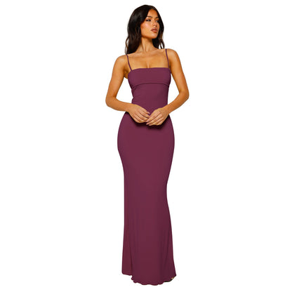 Women's Backless Bodycon Maxi Dress Polyester for Summer Cocktail Events