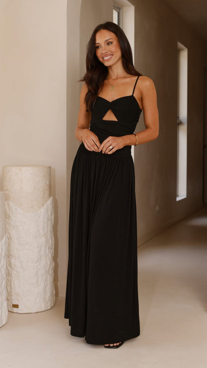 Women's Black Maxi Dress with Adjustable Straps 4