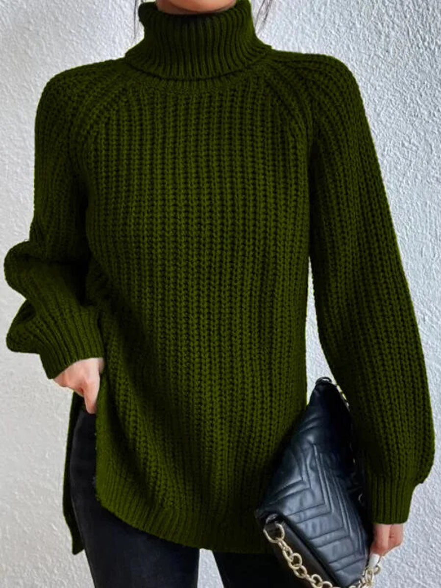 Women's Cashmere Sweater Ribbed Knit with Slit 5