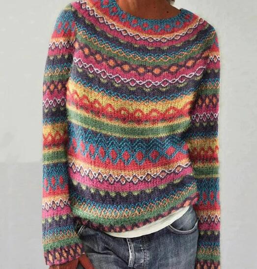 Women's Cozy Striped Sweater – Soft Knit, Casual & Comfortable