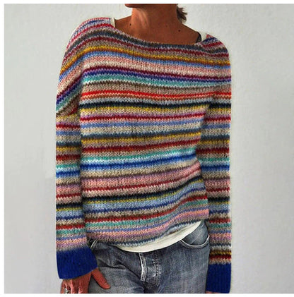 Women's Cozy Striped Sweater – Soft Knit, Casual & Comfortable