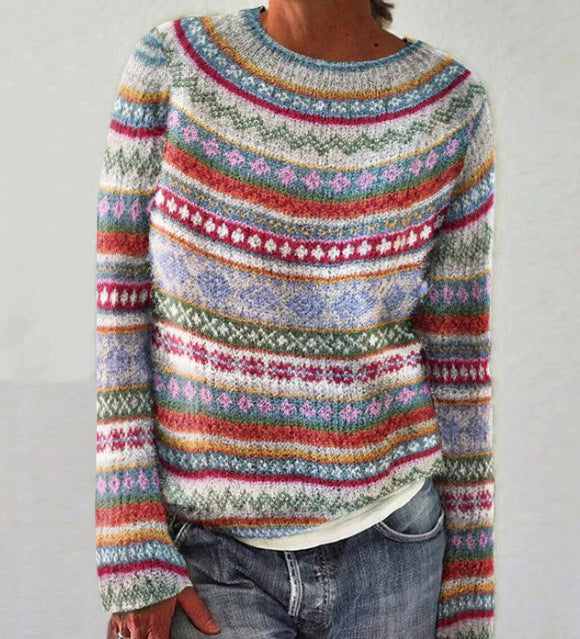 Women's Cozy Striped Sweater – Soft Knit, Casual & Comfortable