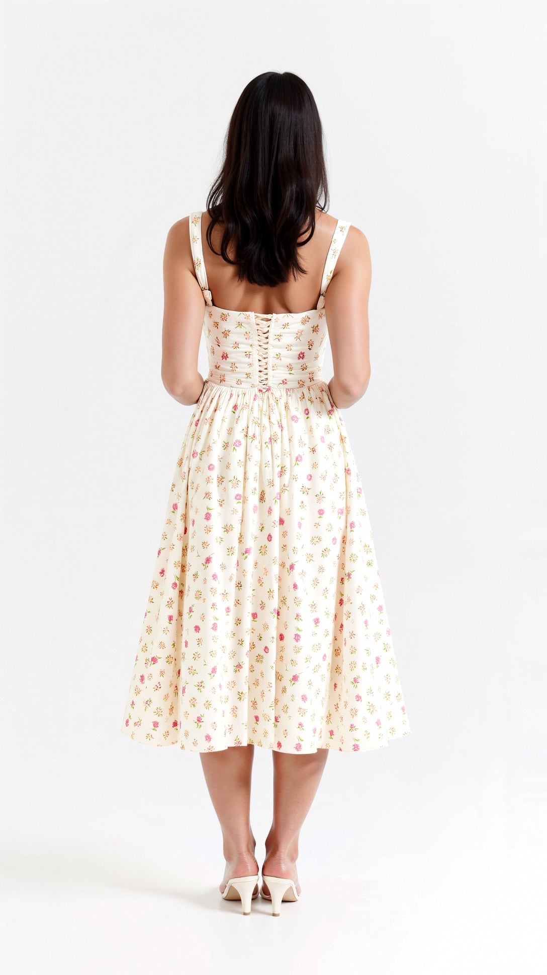 Women's Floral Midi Dress Cotton for Summer Events 1