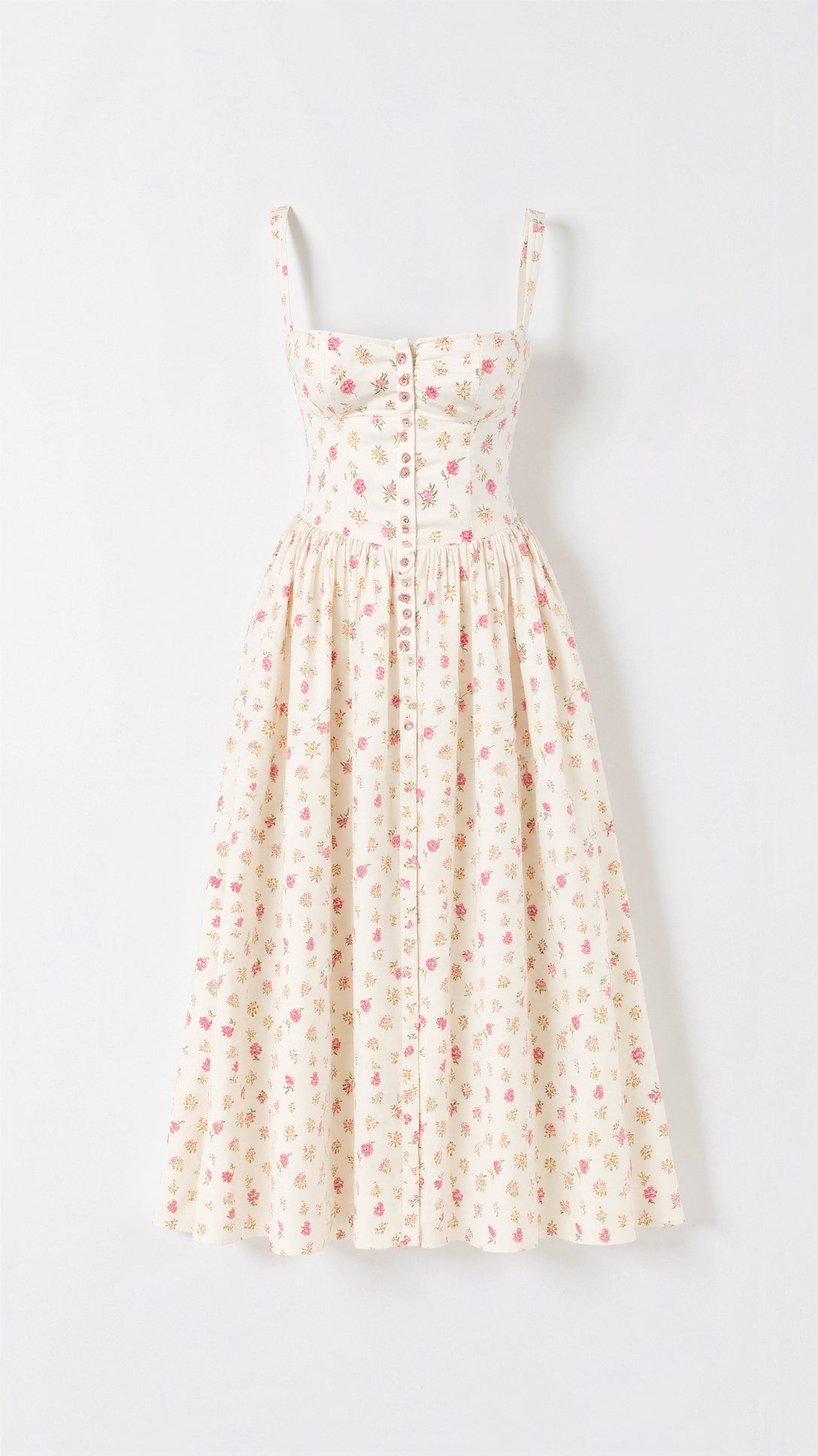 Women's Floral Midi Dress Cotton for Summer Events 2