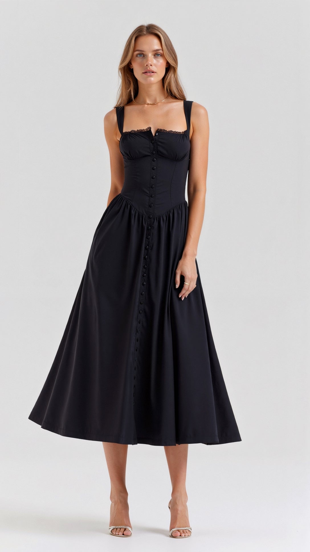 Women's Floral Midi Dress Cotton for Summer Events 3