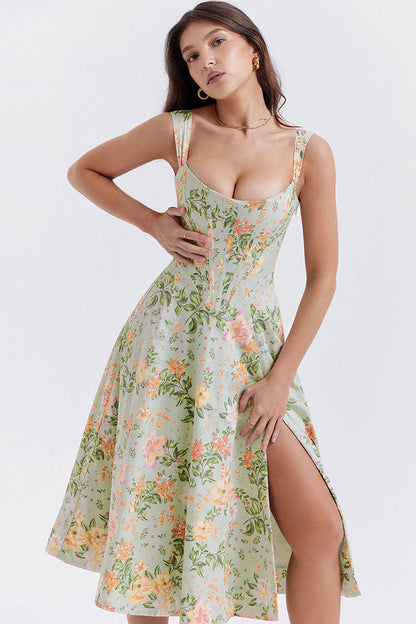 Women's Floral Mini Dress Polyester for Summer 2