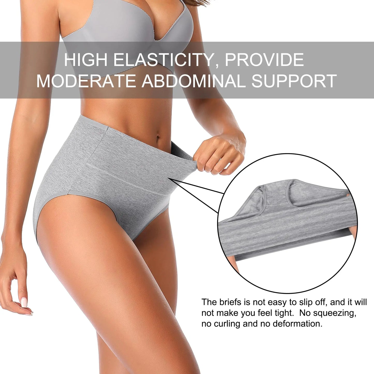 Women's High Waisted Underwear Cotton 4-Pack