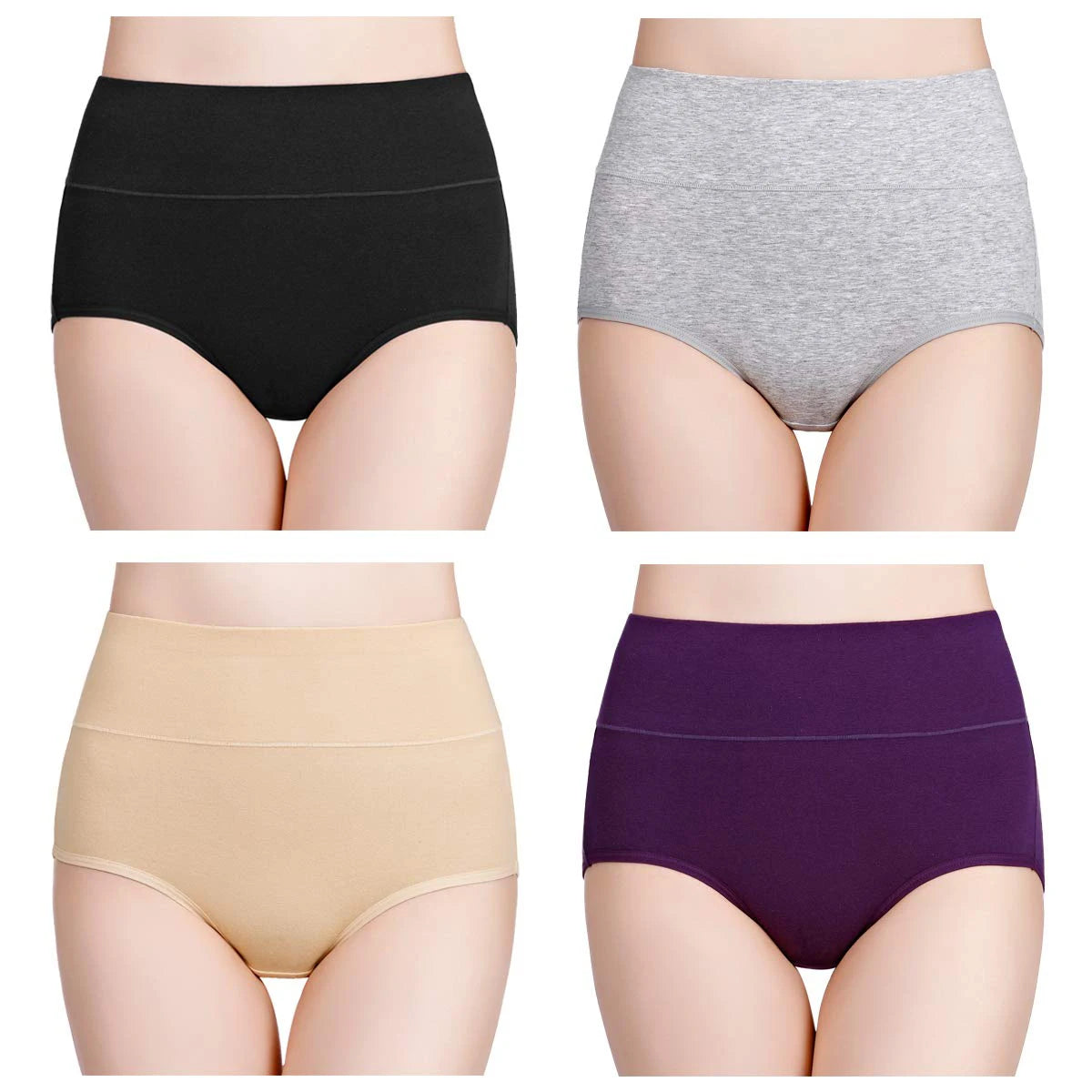 Women's High Waisted Underwear Cotton 4-Pack