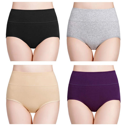 Women's High Waisted Underwear Cotton 4-Pack
