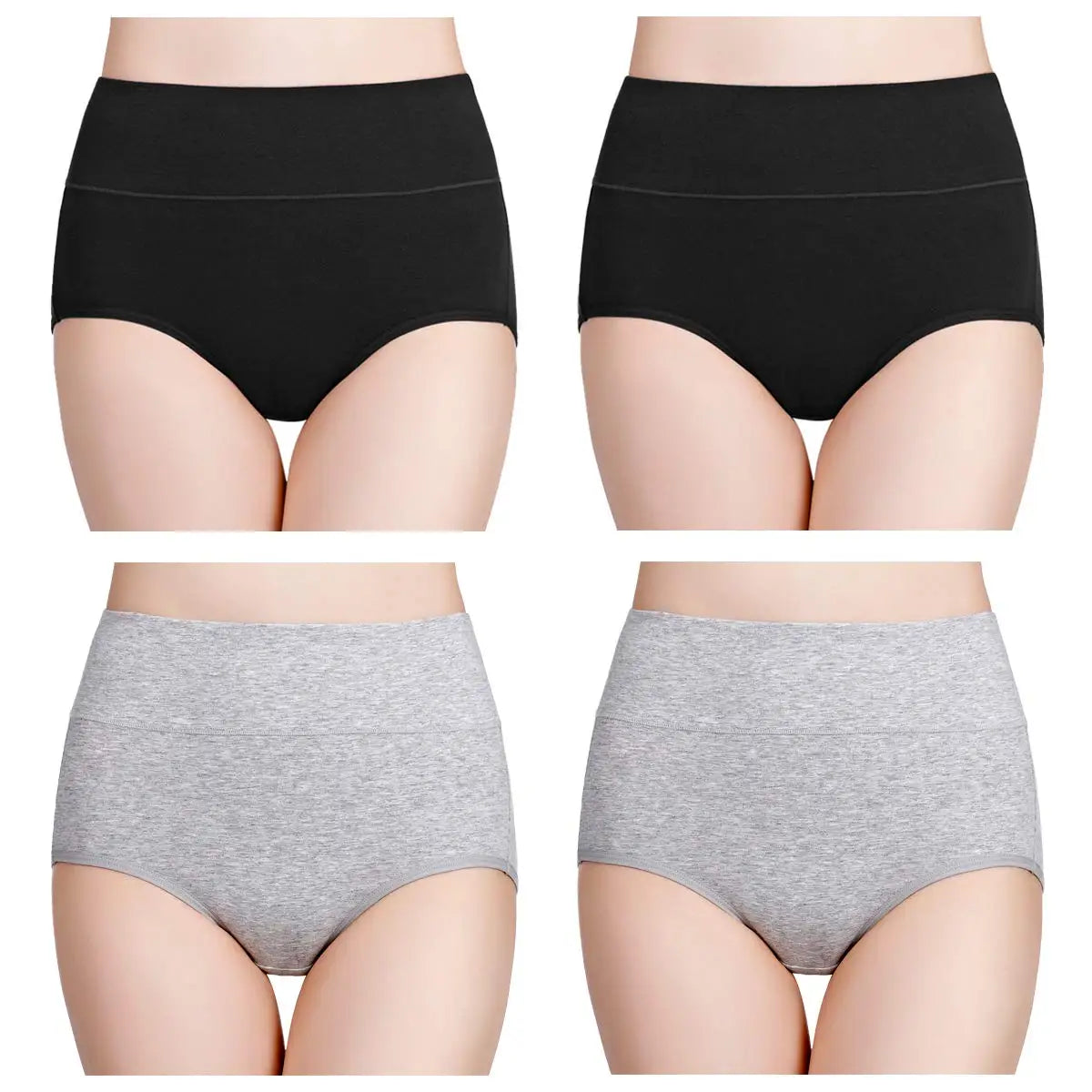Women's High Waisted Underwear Cotton 4-Pack
