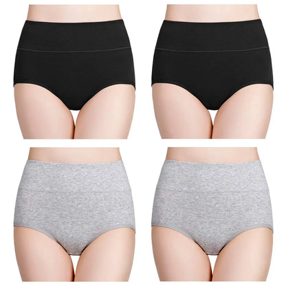 Women's High Waisted Underwear Cotton 4-Pack