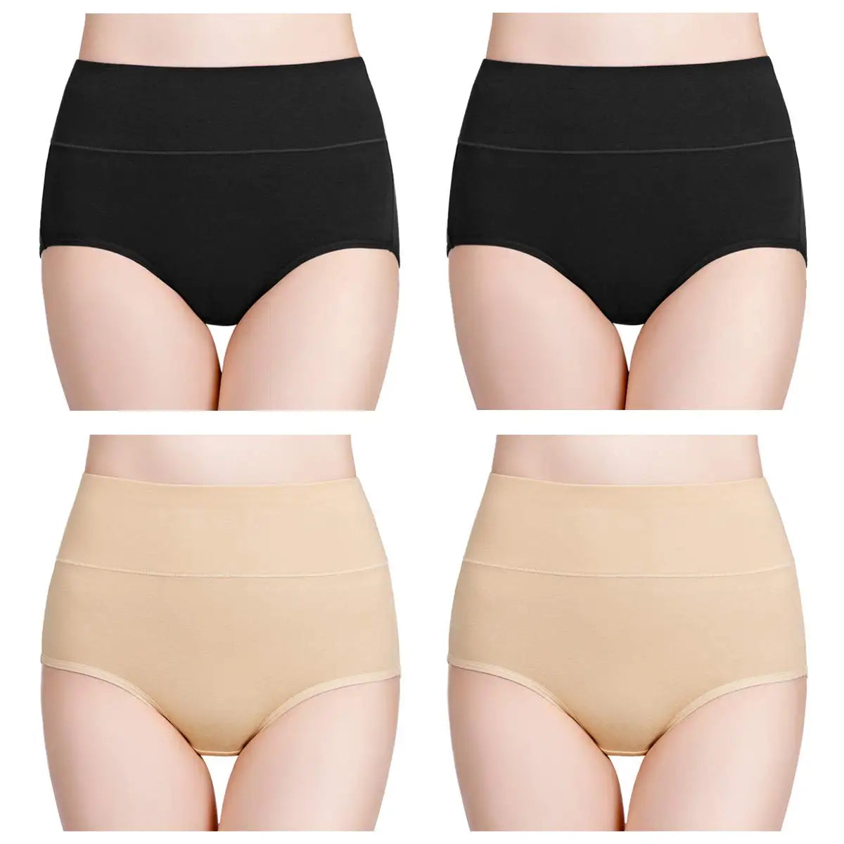 Women's High Waisted Underwear Cotton 4-Pack