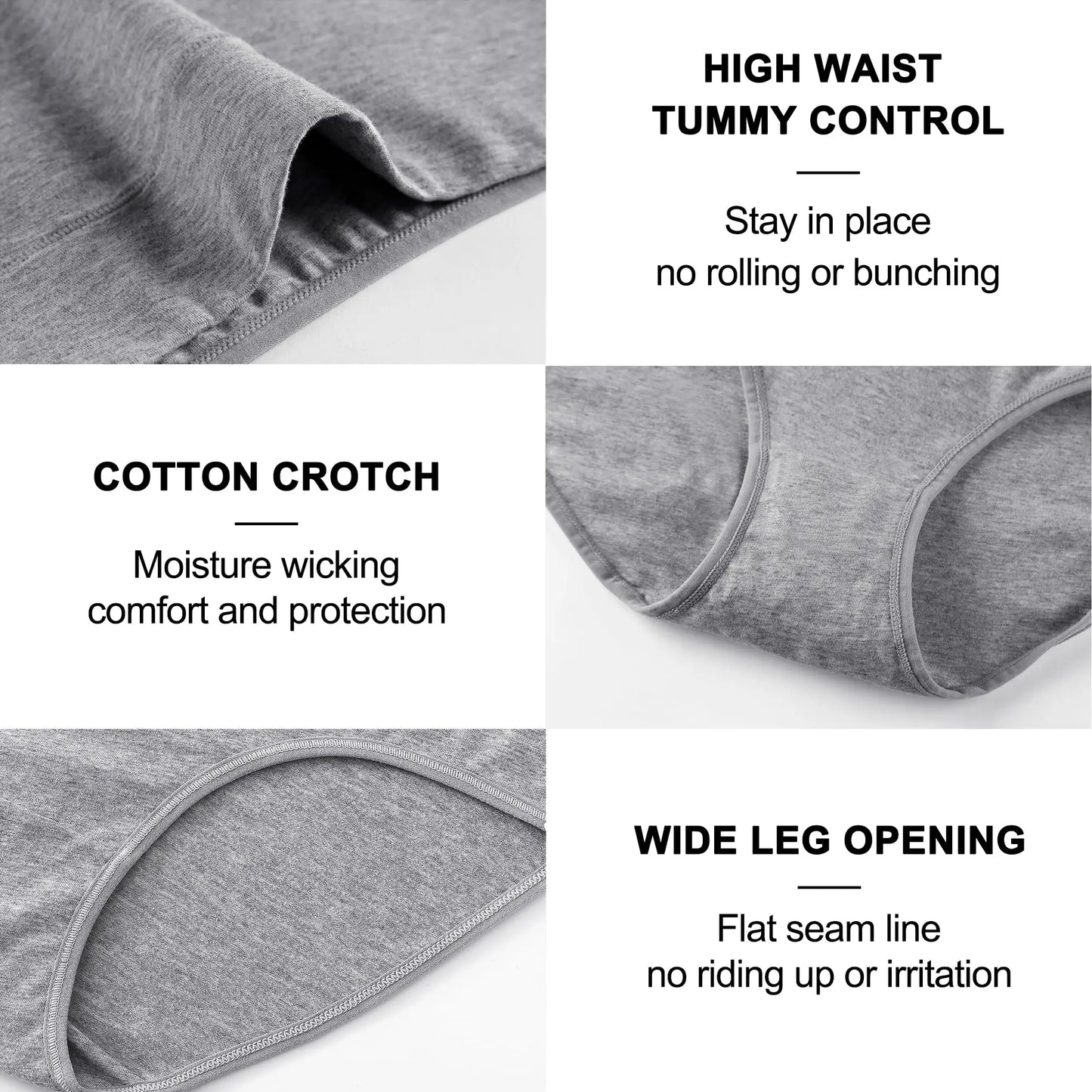 Women's High Waisted Underwear Cotton 4-Pack