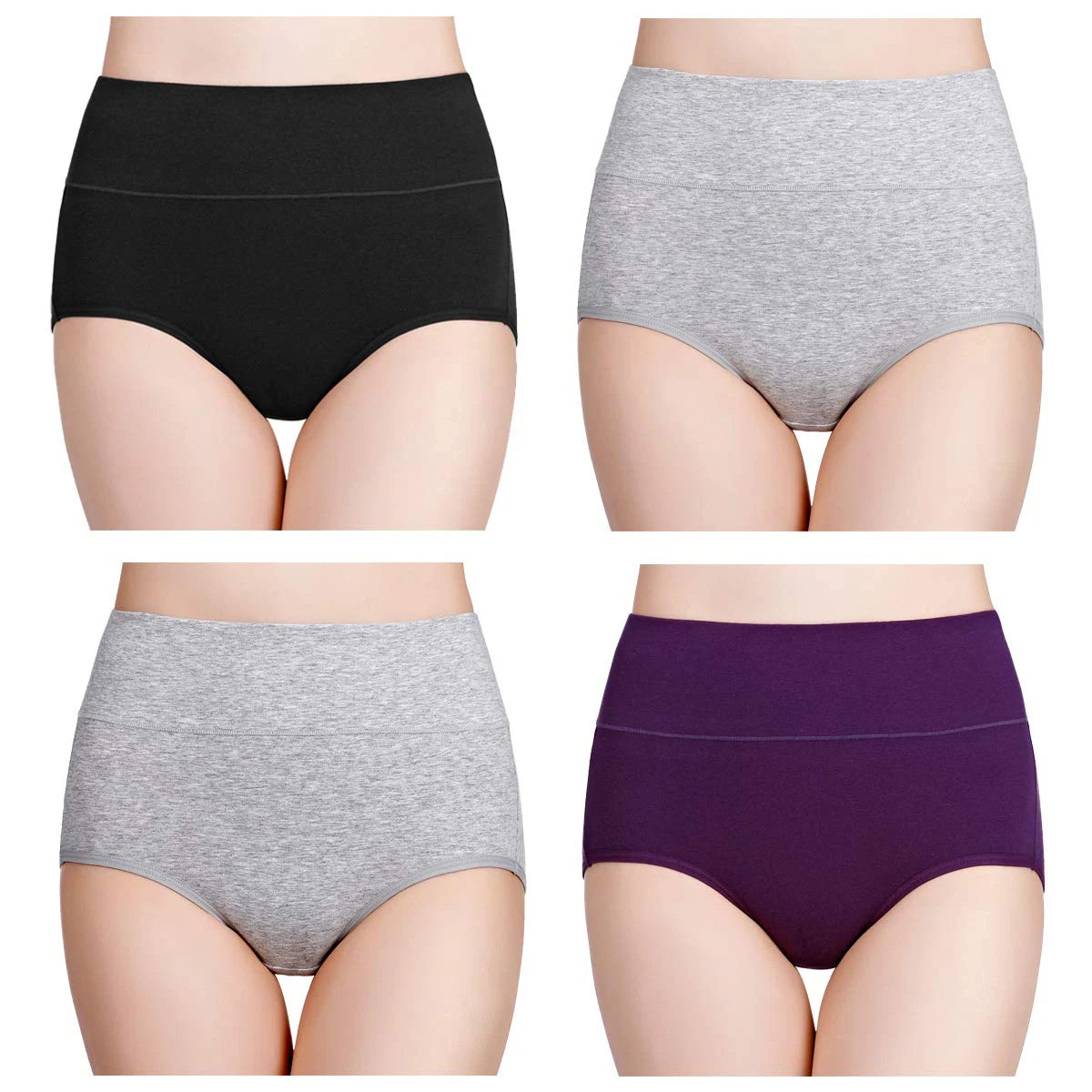 Women's High Waisted Underwear Cotton 4-Pack