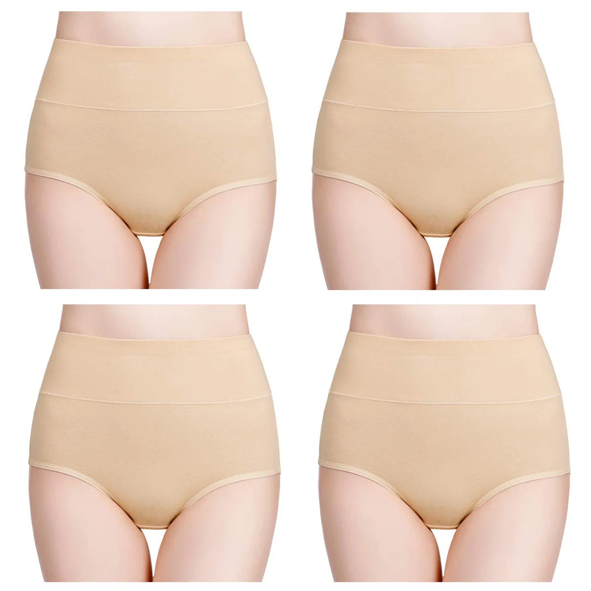Women's High Waisted Underwear Cotton 4-Pack