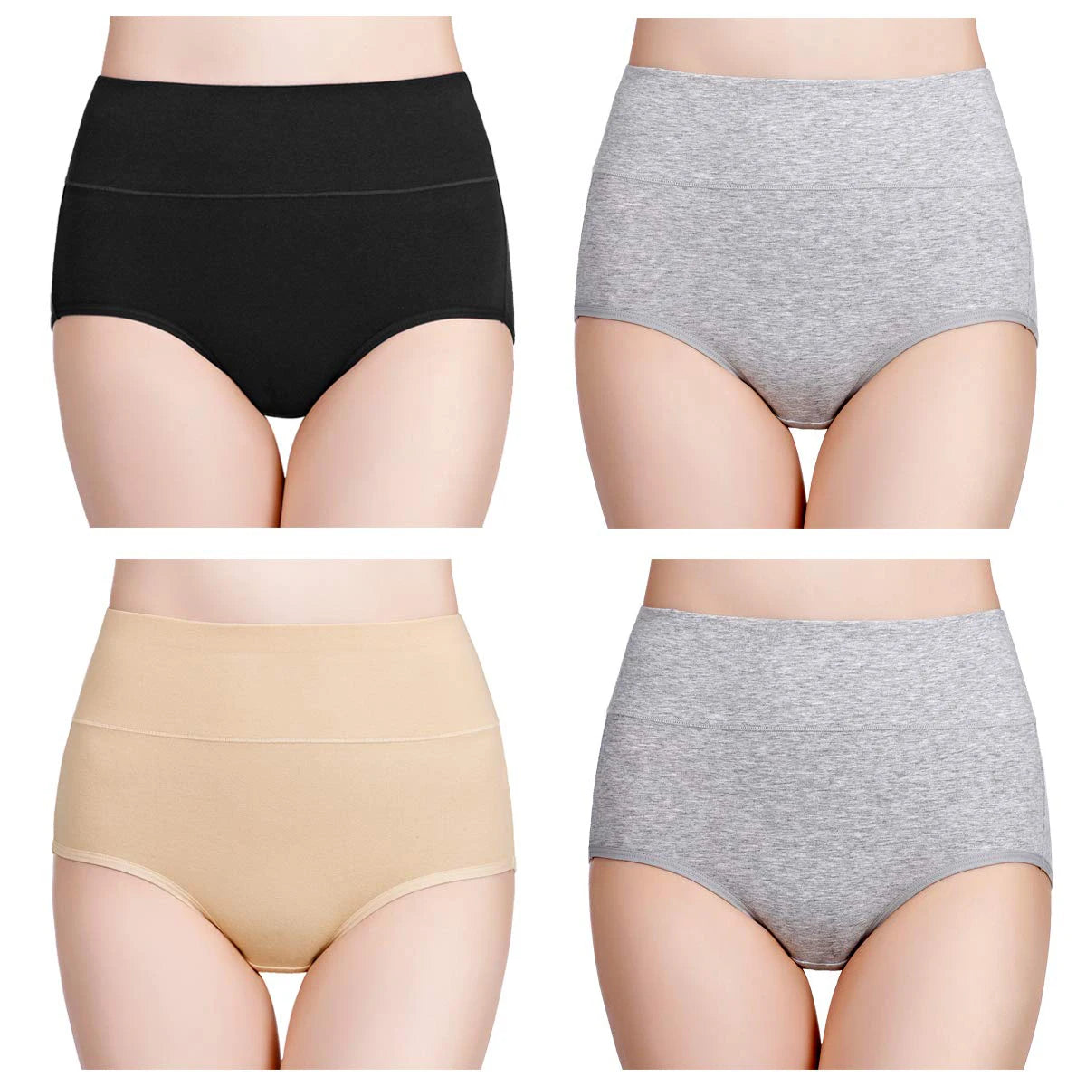 Women's High Waisted Underwear Cotton 4-Pack