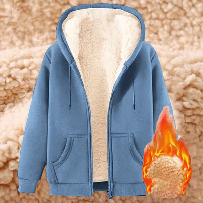 Women's Hooded Sweatshirt Plush Polyester Jacket 9
