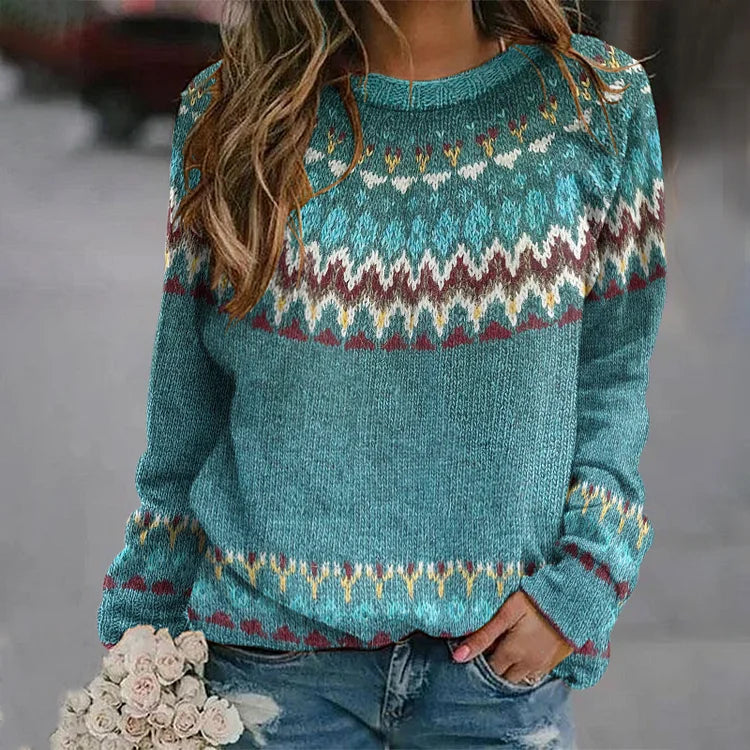 Women's Knitted Sweater Blue Cotton 1