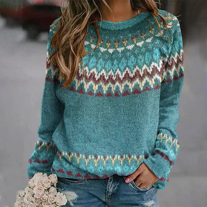 Women's Knitted Sweater Blue Cotton 1