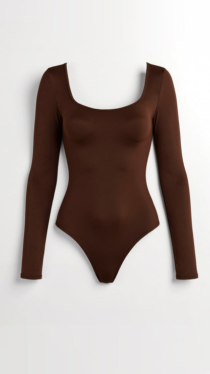 Women's Long Sleeve Shapewear Bodysuit in Black - Ultra-Thin Compression Fabric 5