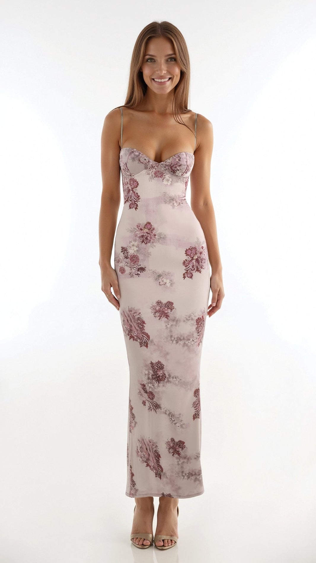 Women's Maxi Dress Chiffon Floral Bustier Style 0