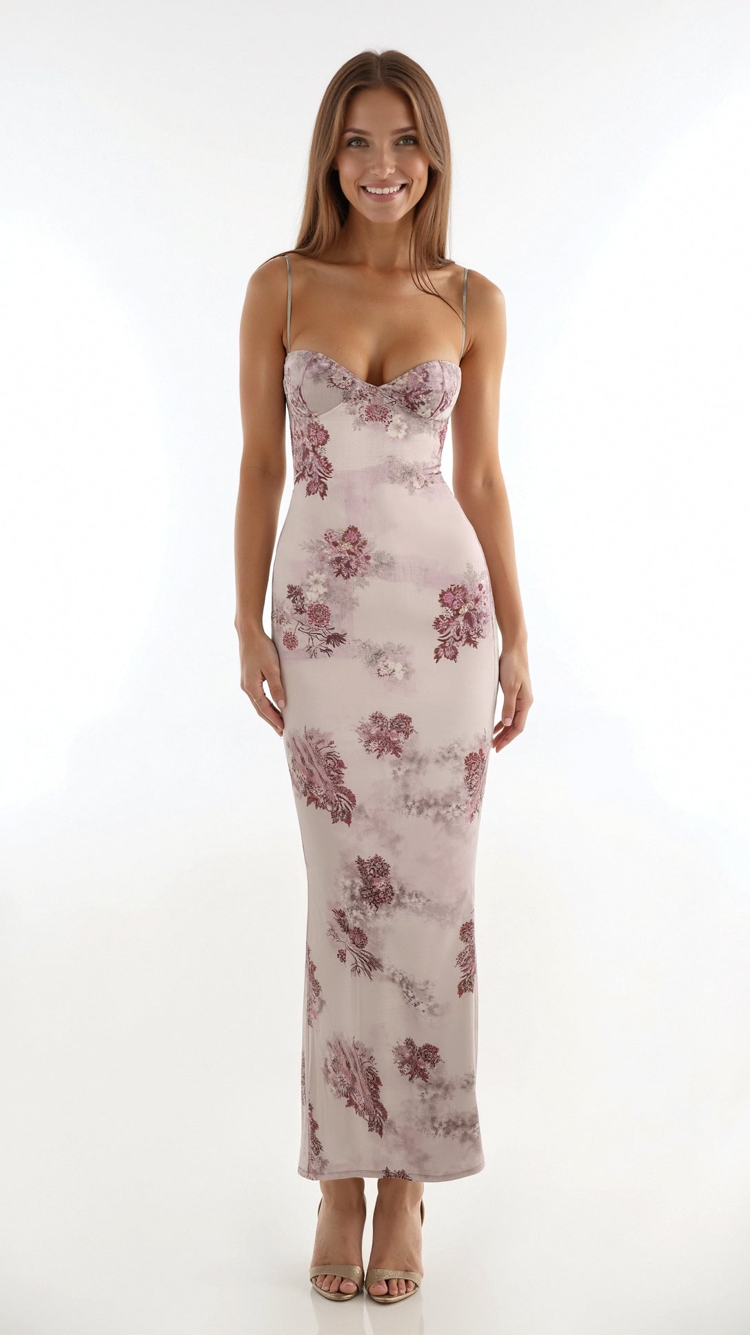 Women's Maxi Dress Chiffon Floral Bustier Style 0
