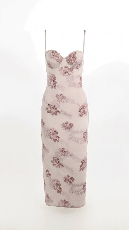 Women's Maxi Dress Chiffon Floral Bustier Style 2