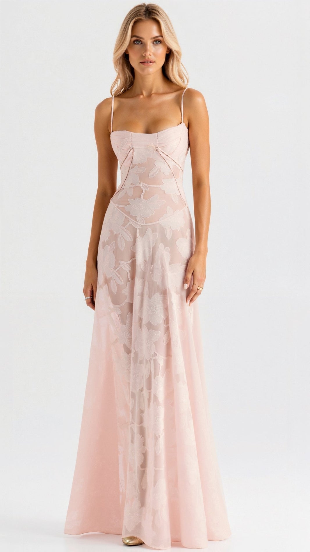 Women's Maxi Dress Floral Jacquard 0