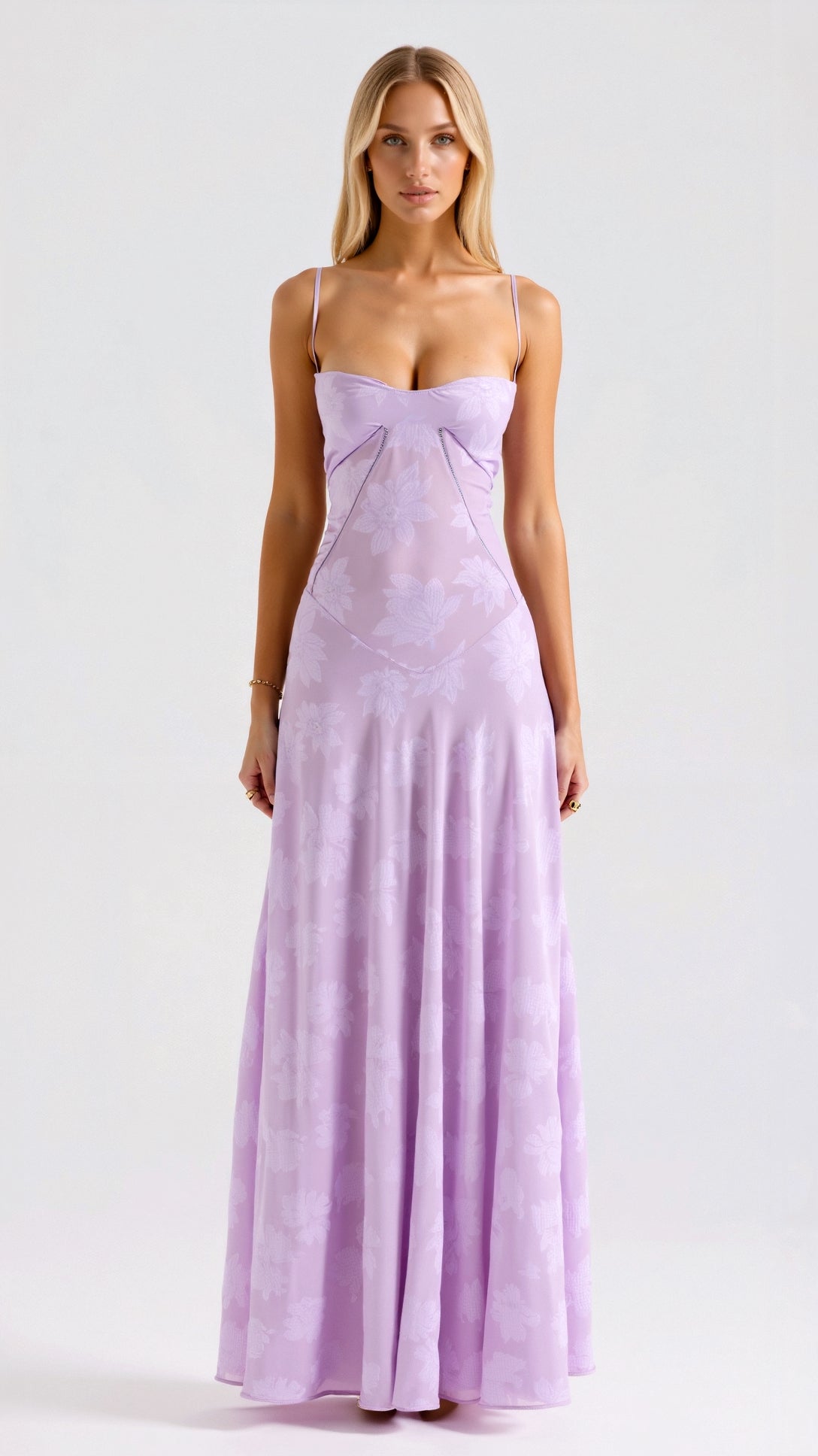 Women's Maxi Dress Floral Jacquard 10