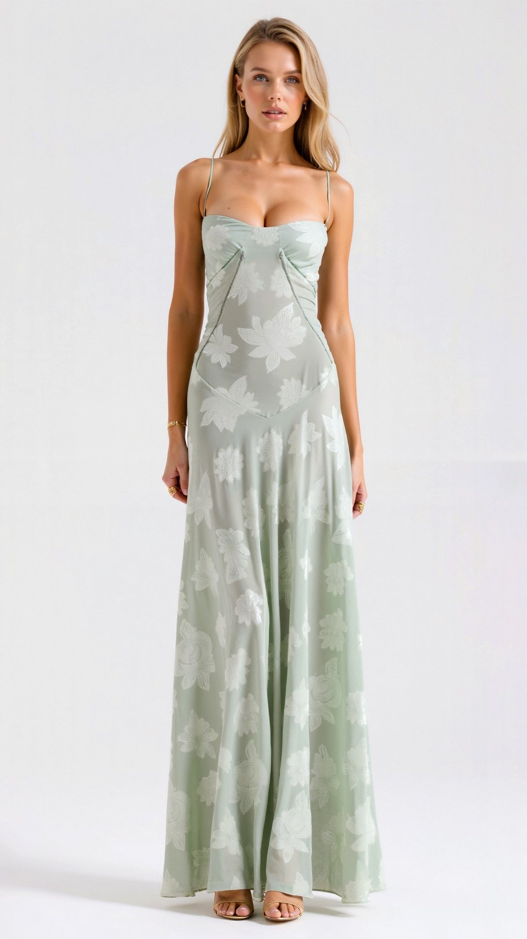 Women's Maxi Dress Floral Jacquard 6