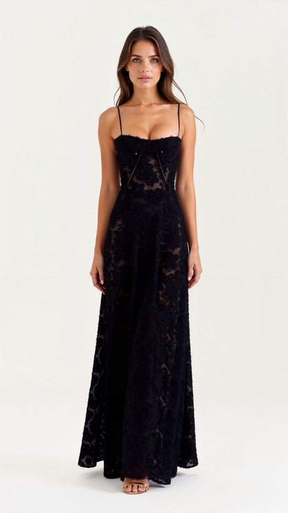 Women's Maxi Dress Floral Jacquard 9