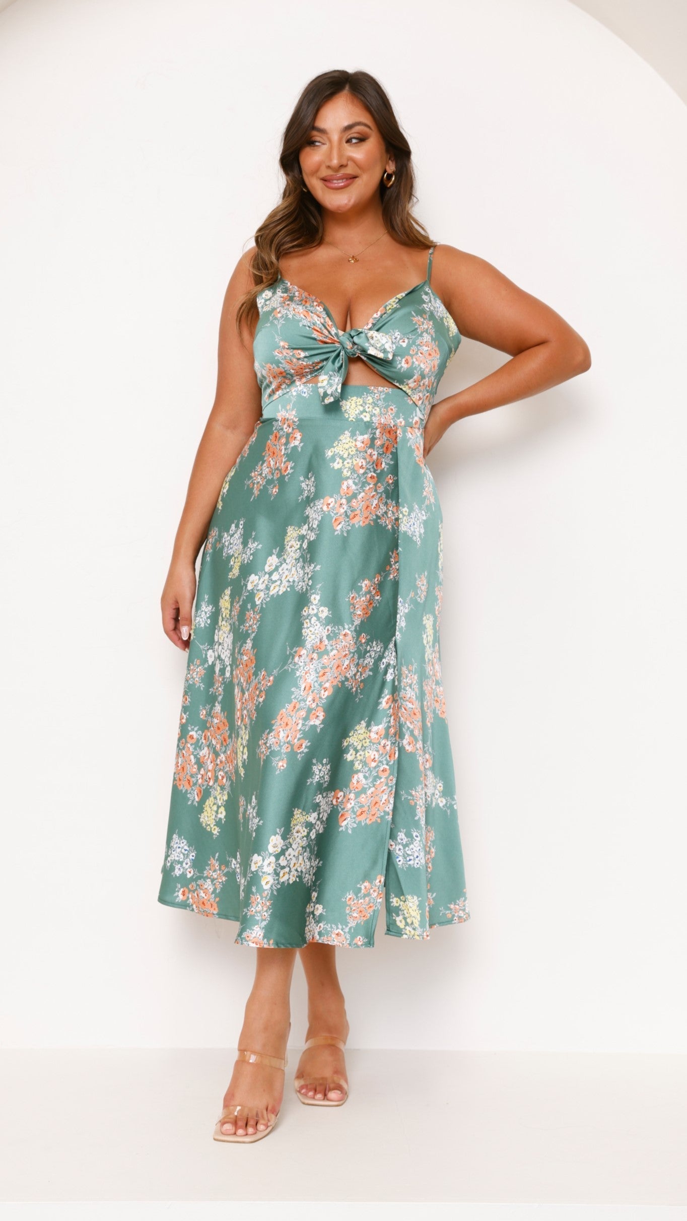 Women's Midi Dress Polyester Floral Print 1