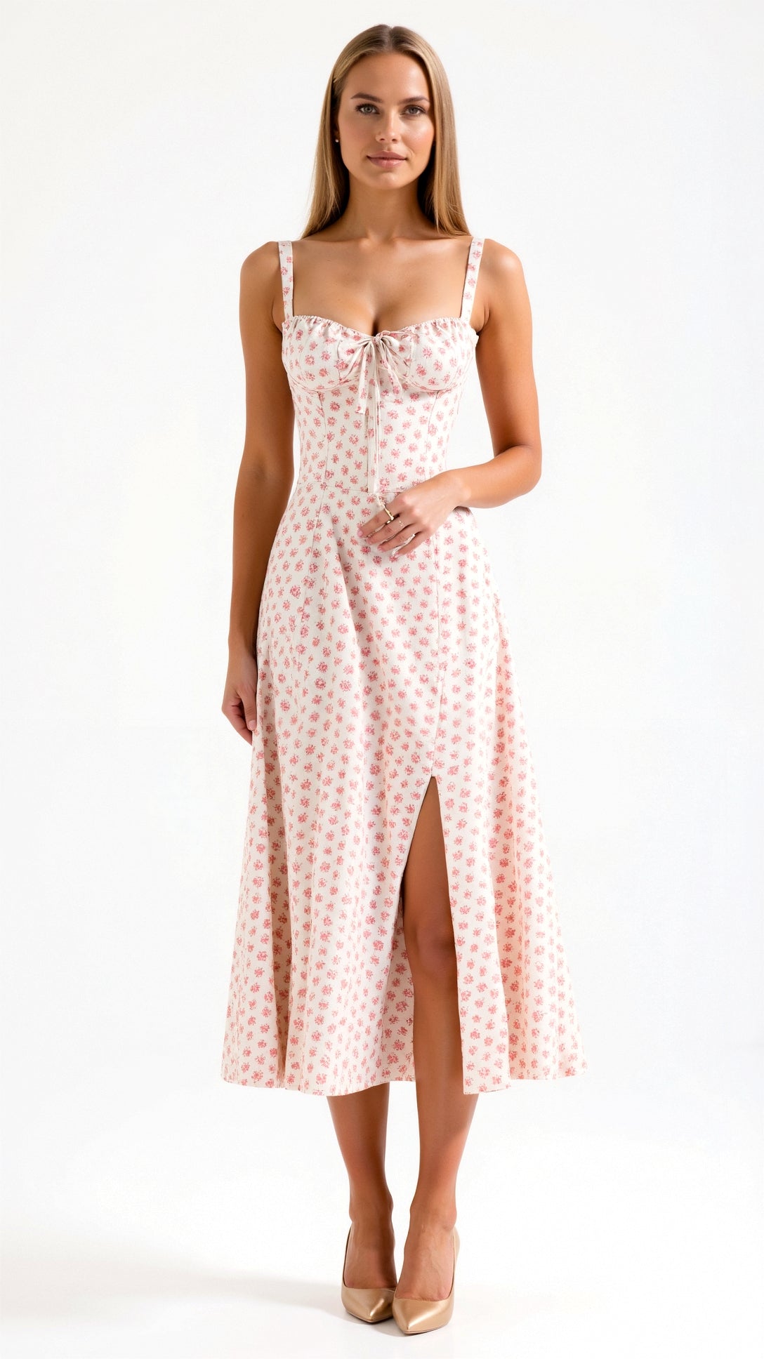 Women's Midi Dress Polyester with Slit for Summer Events 3
