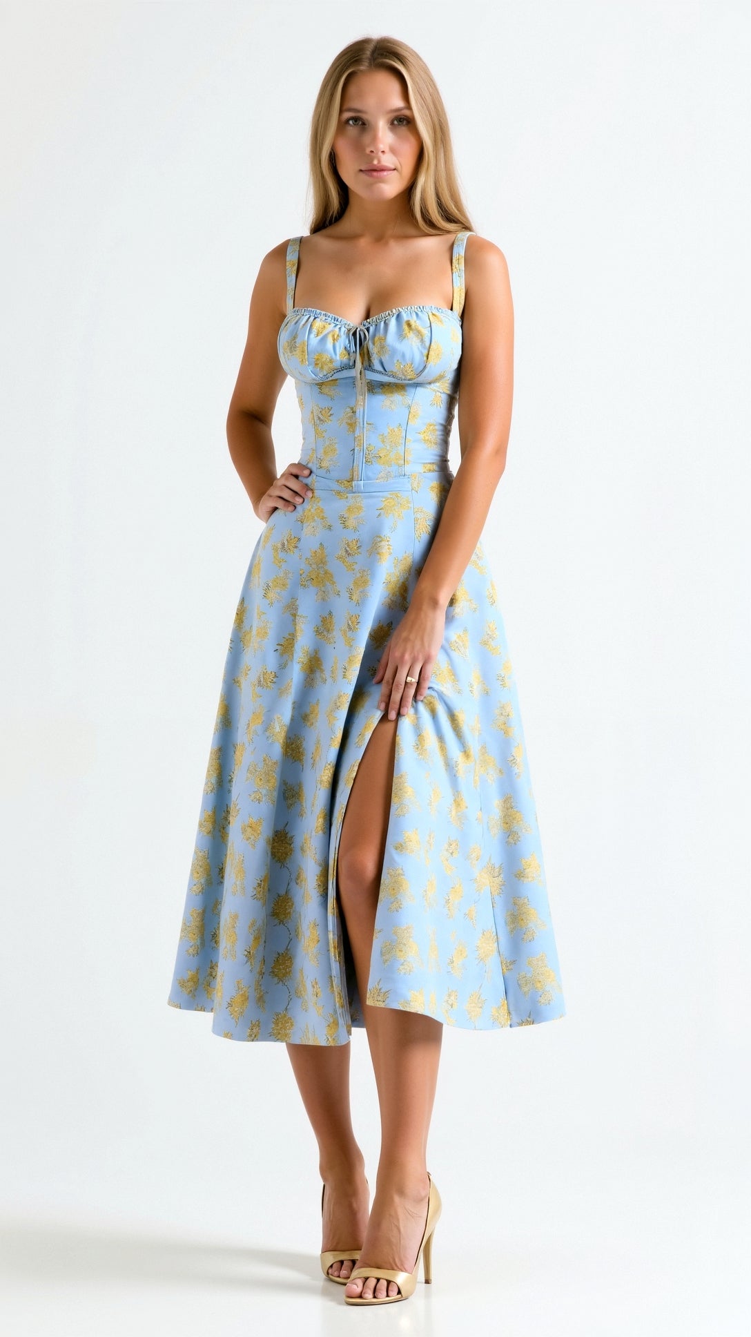 Women's Midi Dress Polyester with Slit for Summer Events 9