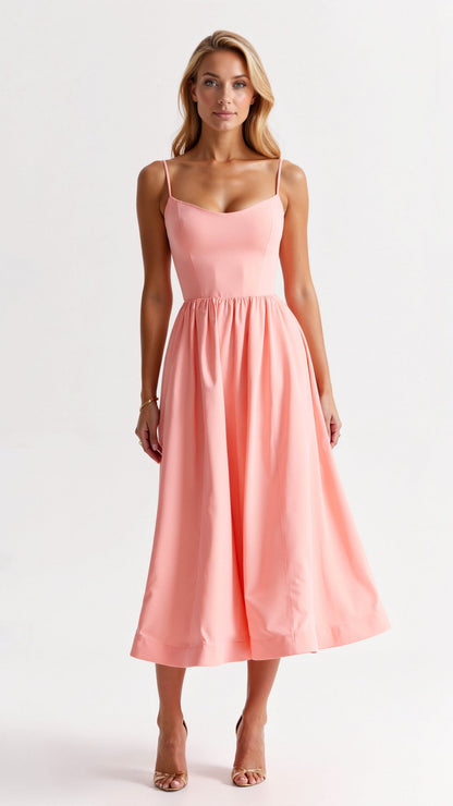 Women's Midi Dress Viscose Flowing Cut for Summer Casual Outings 3