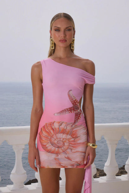 Women's Mini Dress Polyester Seashell Print 0
