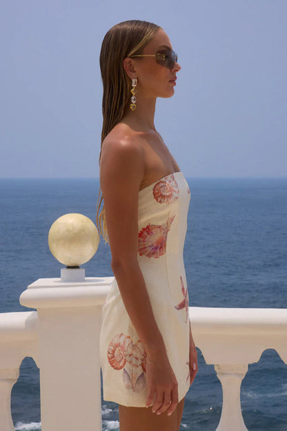 Women's Mini Dress Polyester Seashell Print with Sequin Overlay 7