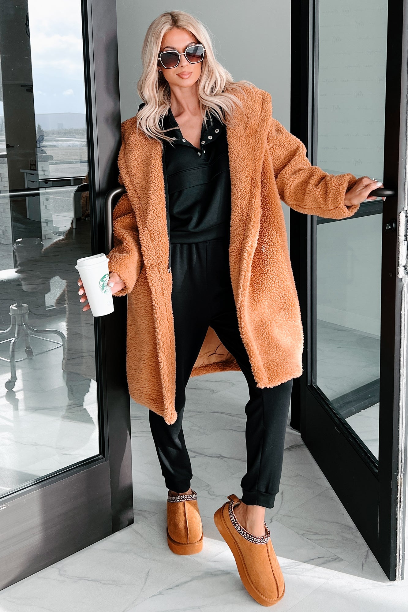 Women's Oversized Sherpa Coat Polyester - Winter Coats for Women 1