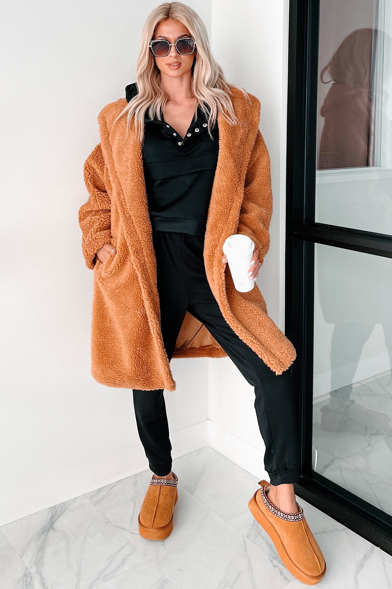 Women's Oversized Sherpa Coat Polyester - Winter Coats for Women 2