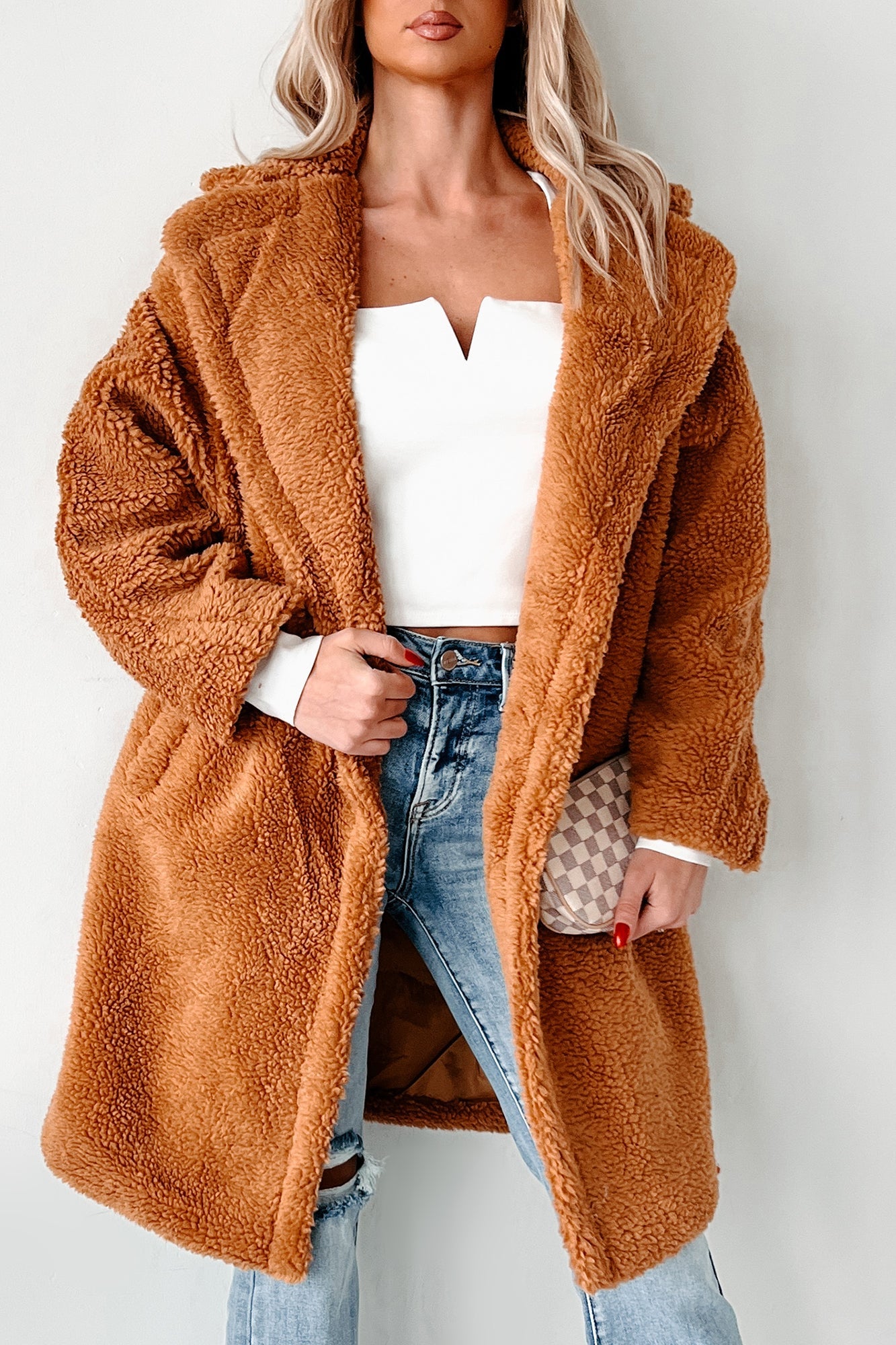 Women's Oversized Sherpa Coat Polyester - Winter Coats for Women 6