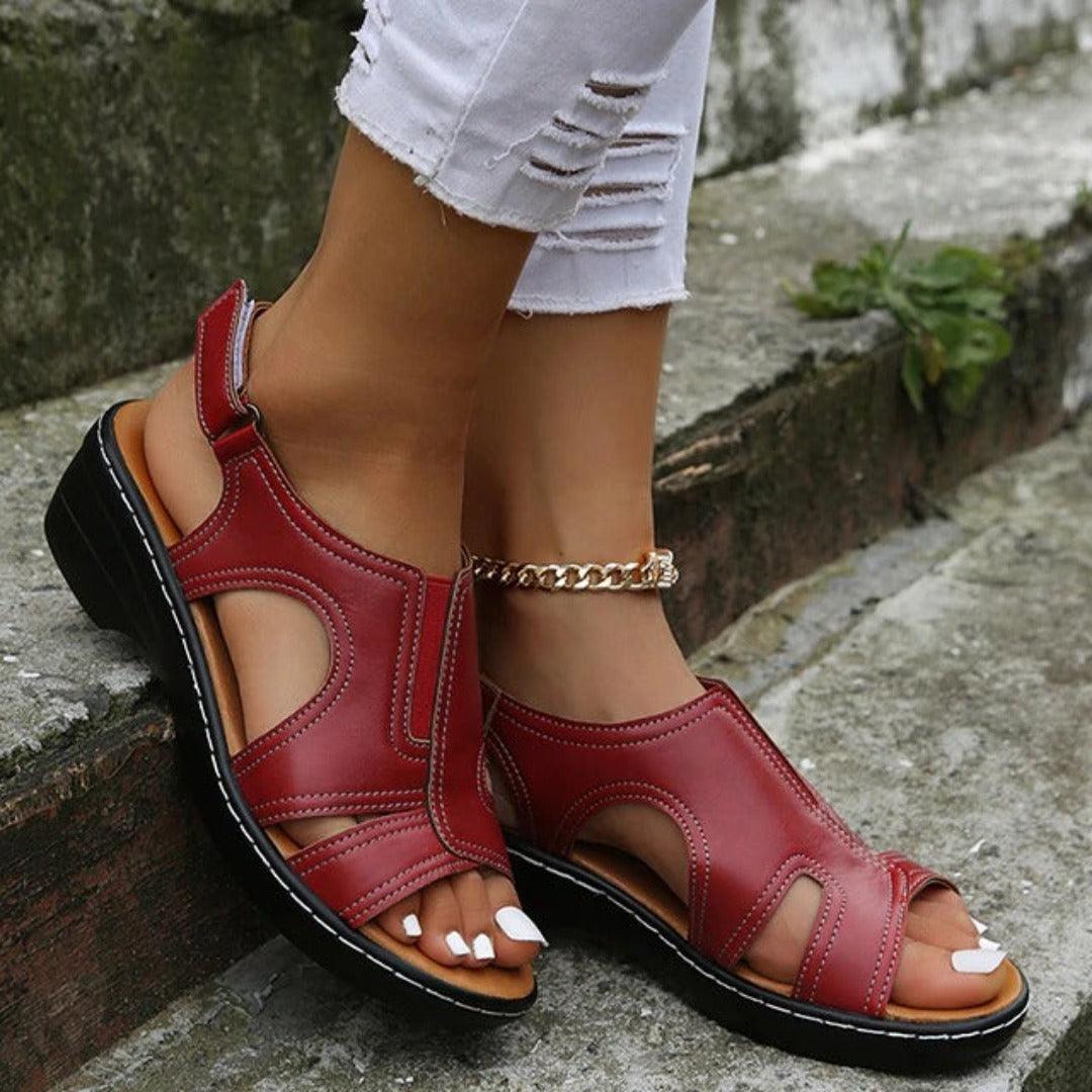 Women's Sandals Synthetic Leather with Arch Support and Cushioned Sole