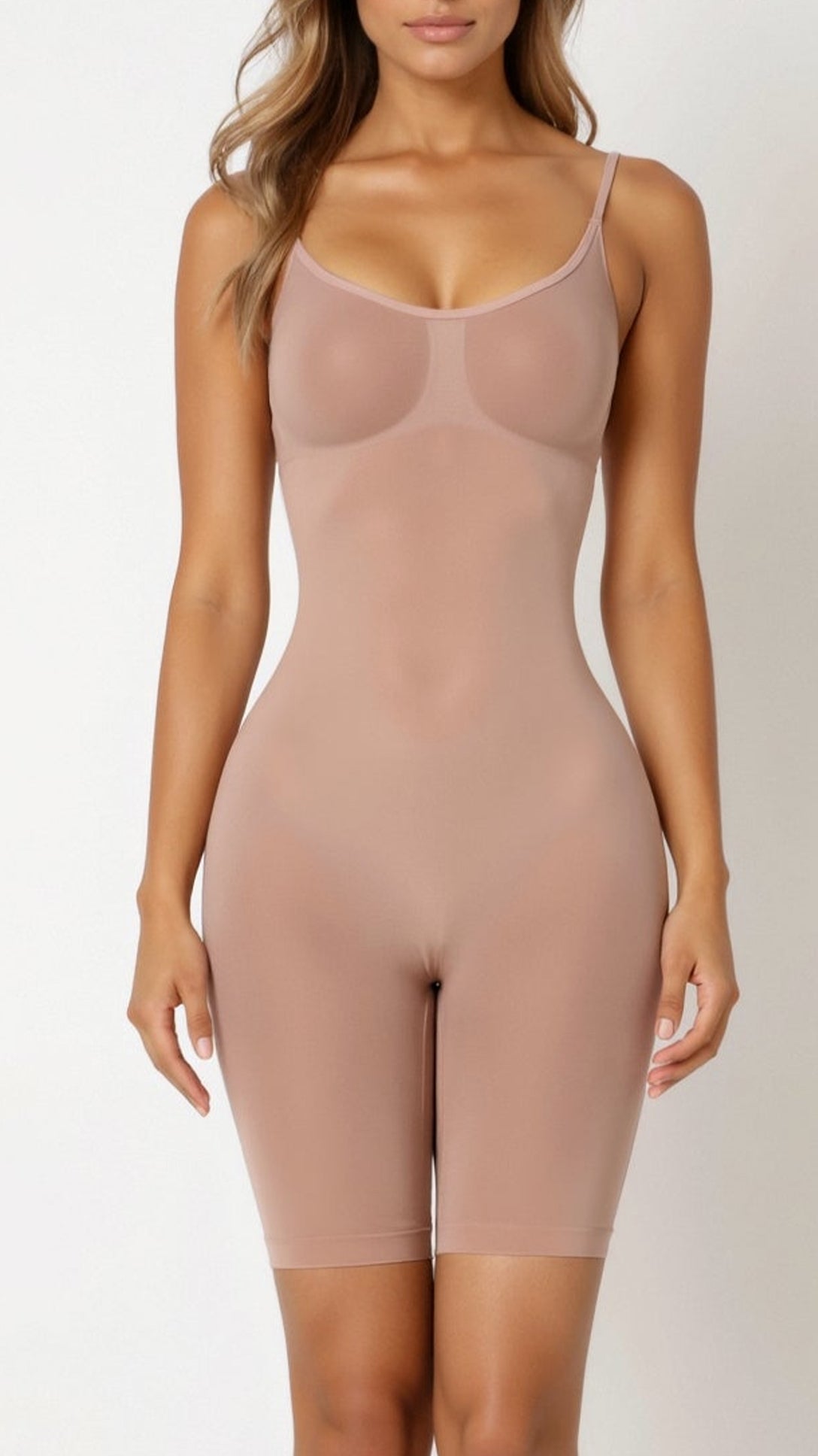 Women's Shapewear Bodysuit Compression Fabric Mid Thigh Length 6