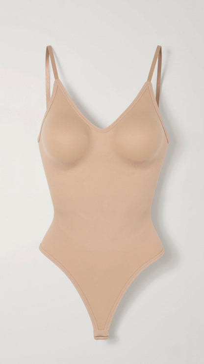 Women's Shapewear Bodysuit Nylon Spandex with V-Neck and Seamless Design 8