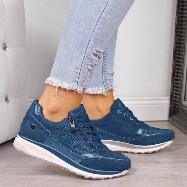 Women's Sneakers Faux Leather with Arch Support for Best Walking Shoes