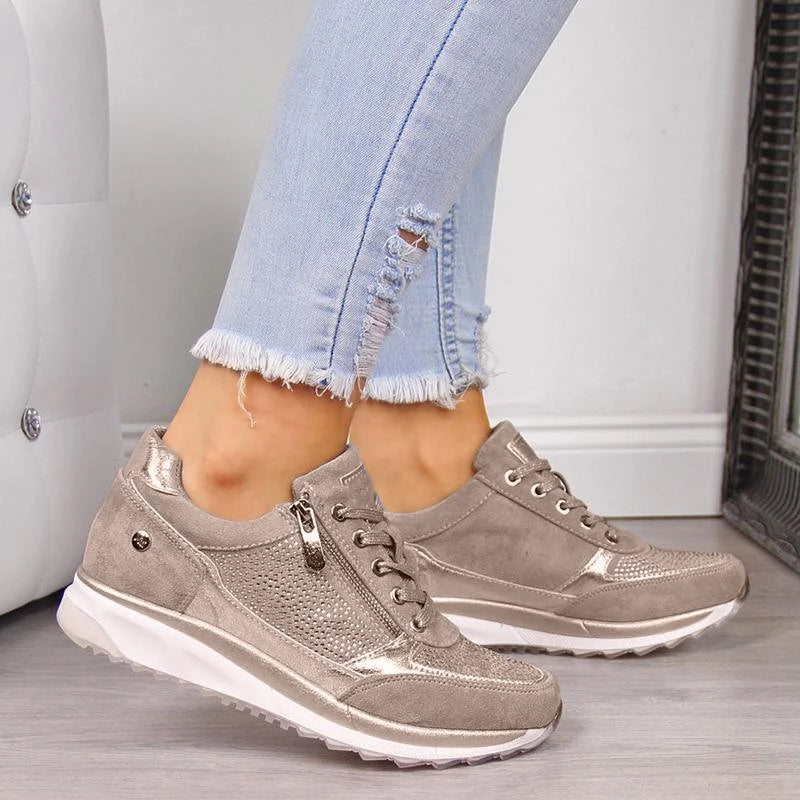 Women's Sneakers Faux Leather with Arch Support for Best Walking Shoes